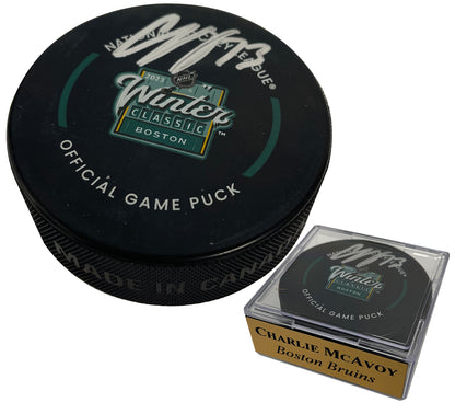 Charlie McAvoy Autograph Puck Winter Classic 2023