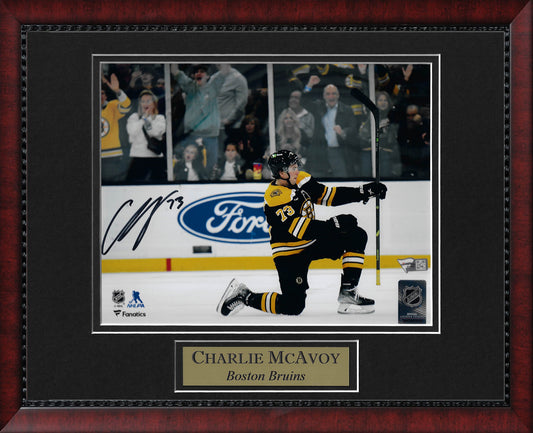 Charlie McAvoy Autograph Photo Goal Celebration 11x14