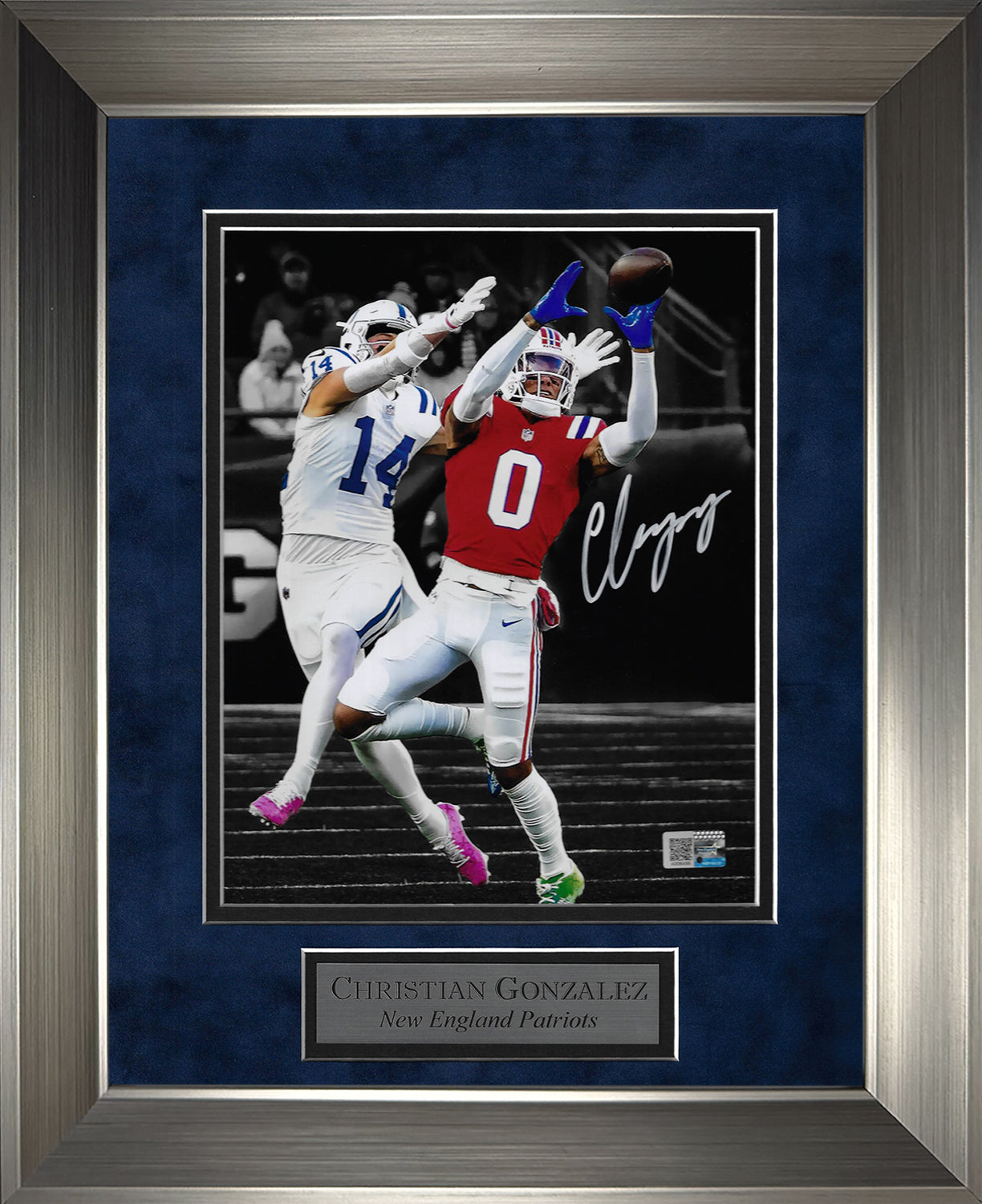 Christian Gonzalez Autograph Photo Interception Spotlight 11x14