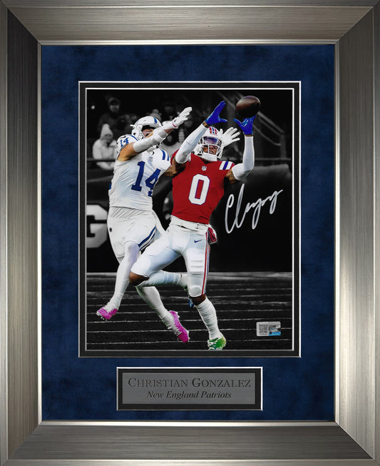 Christian Gonzalez Autograph Photo Interception Spotlight 11x14