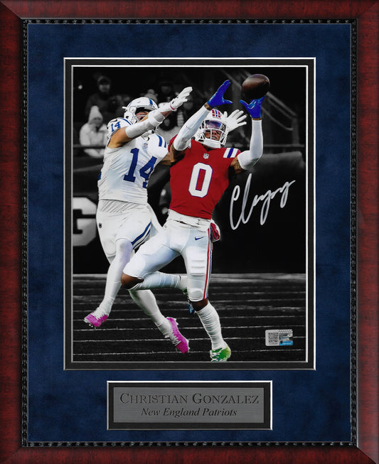 Christian Gonzalez Autograph Photo Interception Spotlight 11x14
