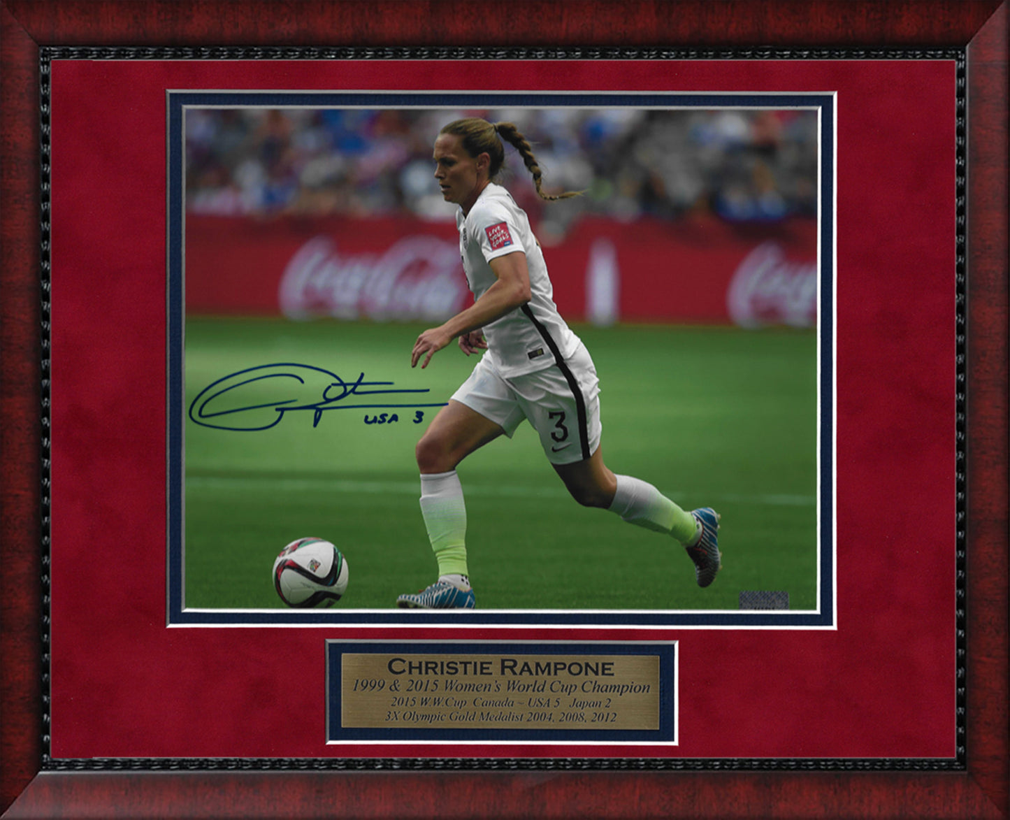 Christie Rampone Autograph Photo Dribble 2015 Women's World Cup 11x14