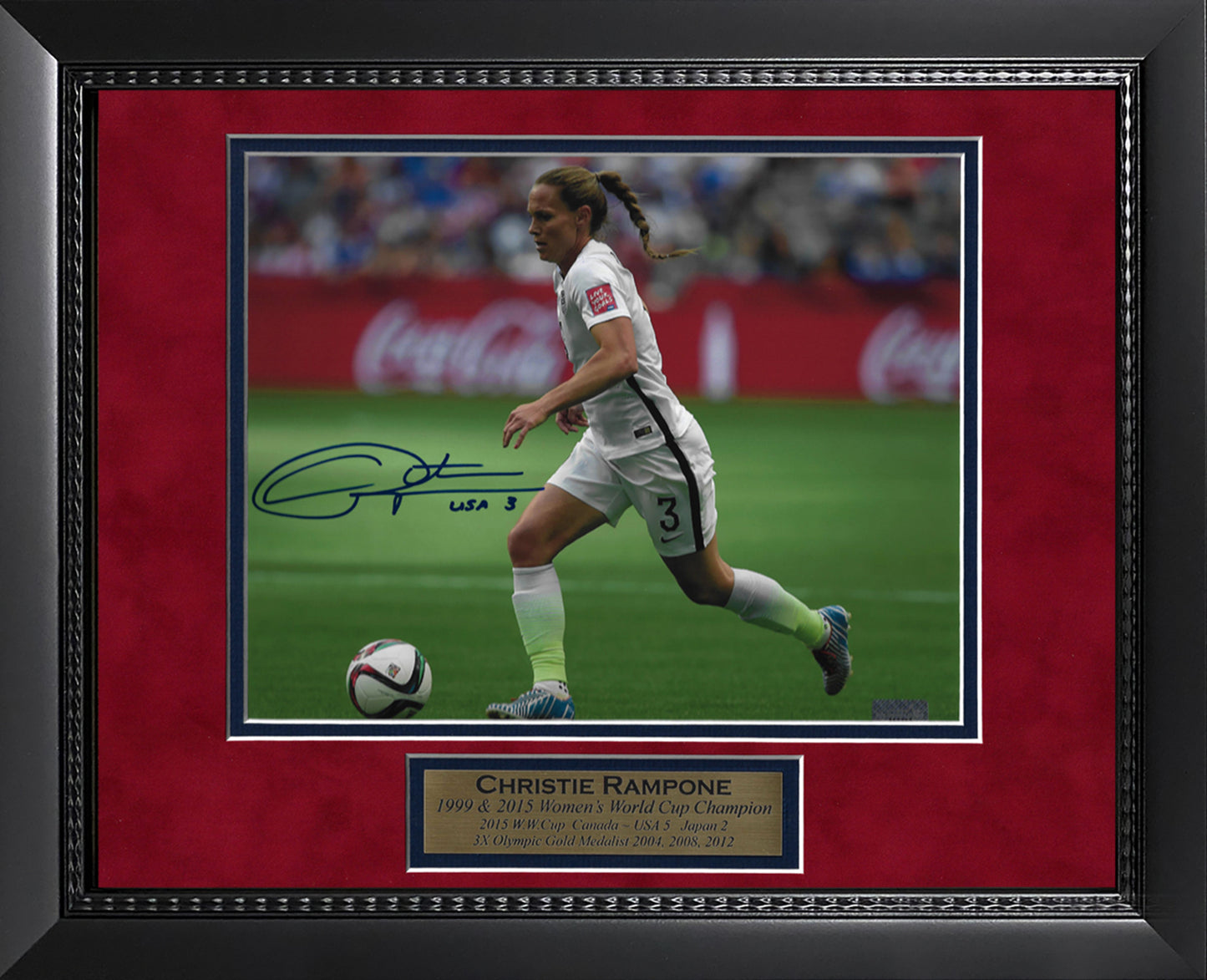 Christie Rampone Autograph Photo Dribble 2015 Women's World Cup 11x14