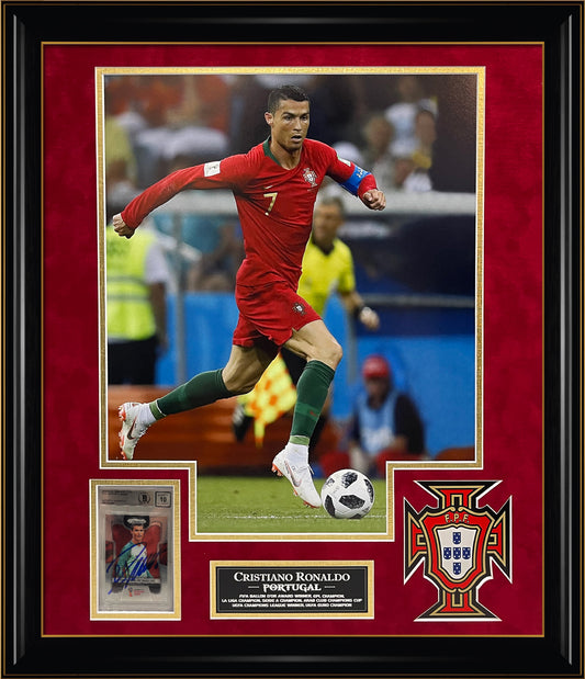 Cristiano Ronaldo Autograph Trading Card Insert Portugal Collage 23x27 Beckett Authentication
