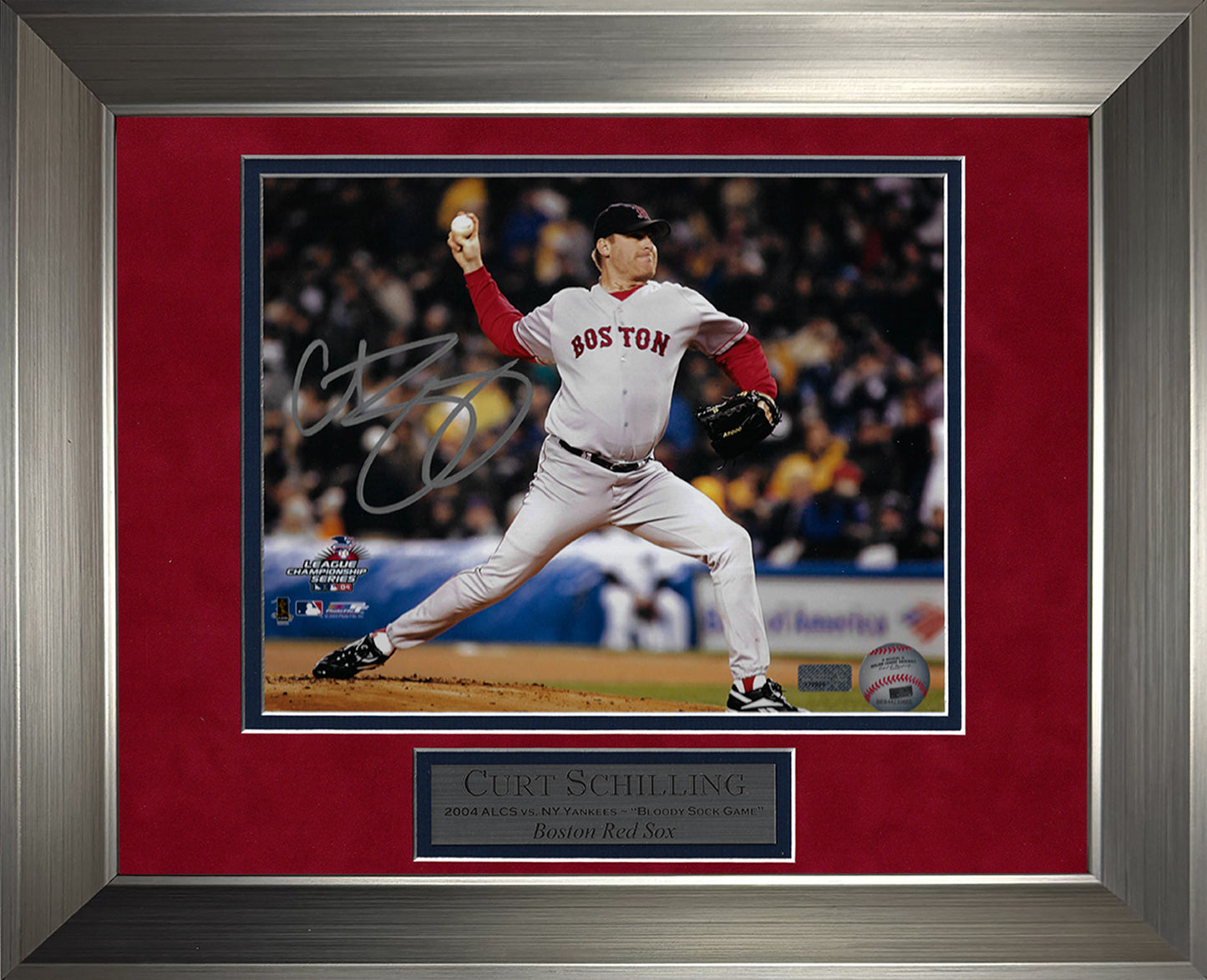 Curt Schilling Autograph Photo ALCS Pitch 11x14
