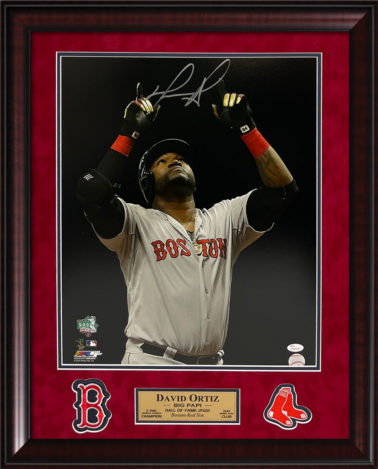David Ortiz Autograph Photo 500th Homerun Point Up 20x24