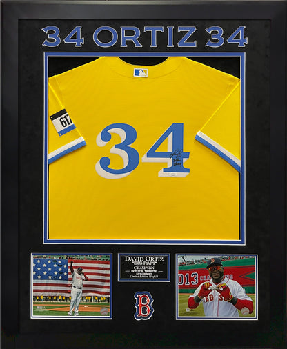 David Ortiz Autograph City Connect Jersey W/ Inscription Framed 37x45