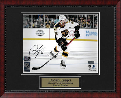 David Krejci Autograph Photo White Uniform 11x14