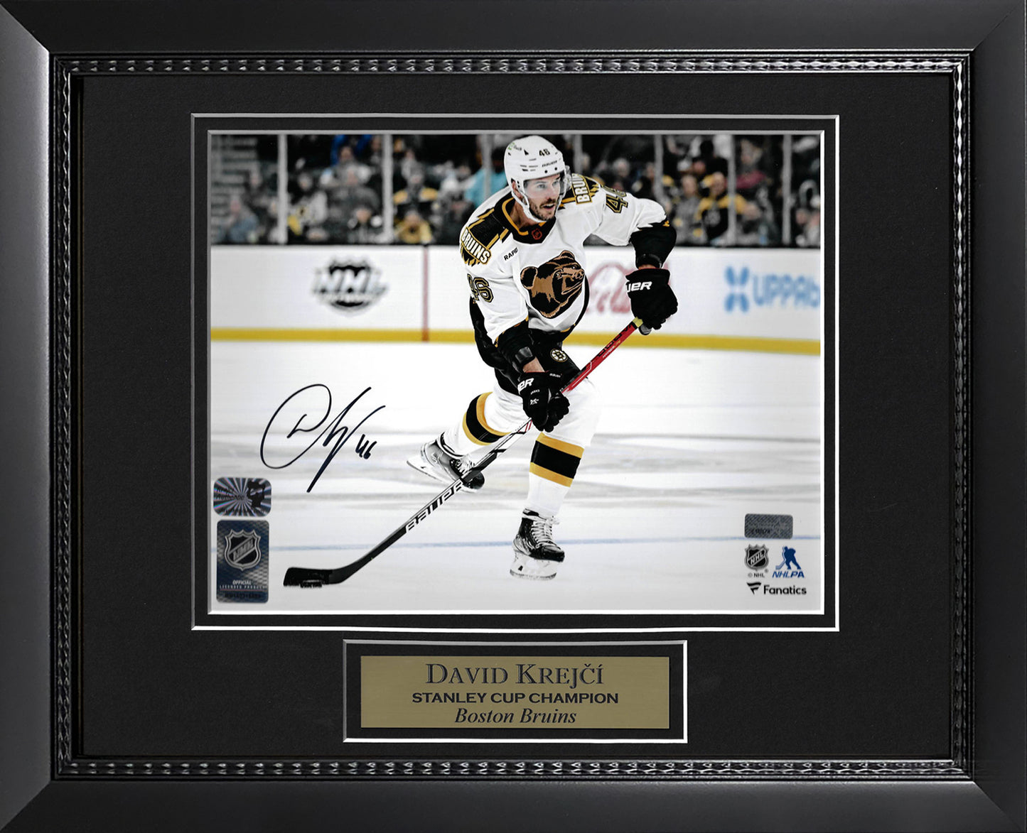David Krejci Autograph Photo White Uniform 11x14
