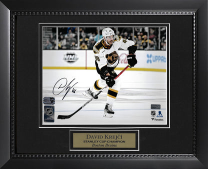 David Krejci Autograph Photo White Uniform 11x14