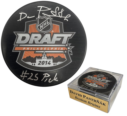David Pastrnak Autograph 2014 NHL Draft Puck