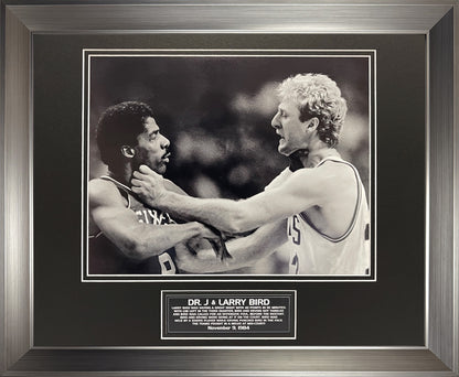 Dr. J & Larry Bird Photo 1984 Fight 16x20