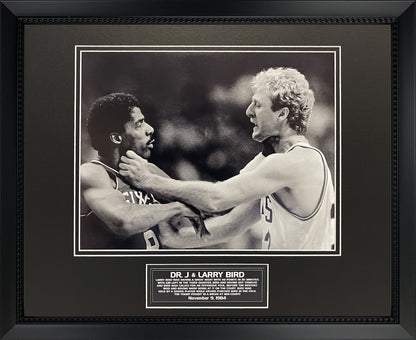 Dr. J & Larry Bird Photo 1984 Fight 16x20
