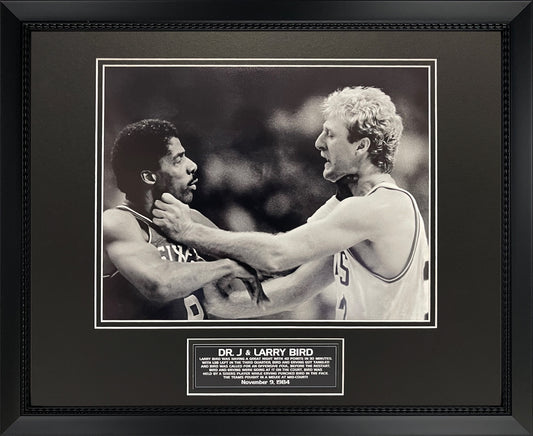 Dr. J & Larry Bird Photo 1984 Fight 16x20