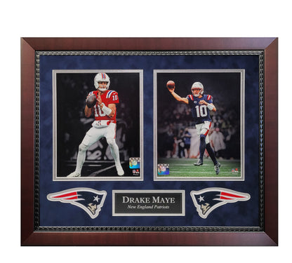 Drake Maye 8x10 Photos - 2 Way Collage - New England Patriots - Framed 18x22