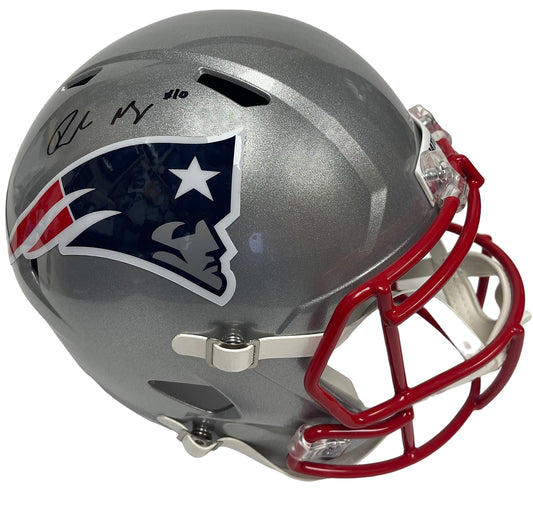 Drake Maye Autograph Patriots Helmet Authentic Speed