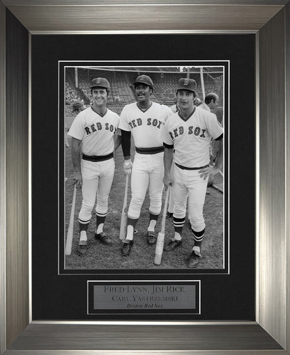 Fred Lynn, Jim Rice, Carl Yastrzemski Photograph - Posing With Bats - Boston Red Sox - Framed 13x16