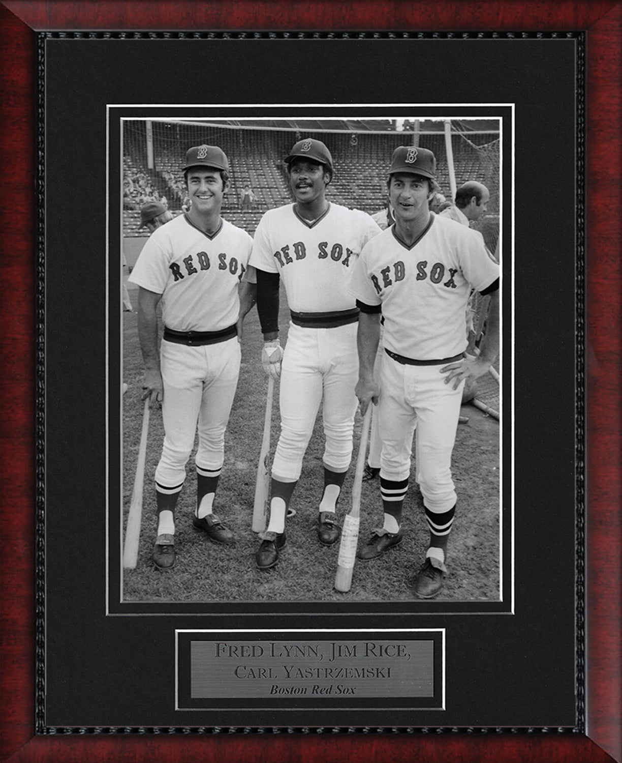 Fred Lynn, Jim Rice, Carl Yastrzemski Photograph - Posing With Bats - Boston Red Sox - Framed 13x16