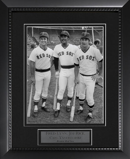 Fred Lynn, Jim Rice, Carl Yastrzemski Photograph - Posing With Bats - Boston Red Sox - Framed 13x16