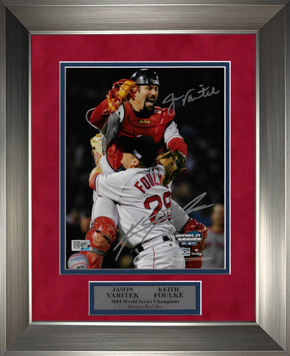 Jason Varitek Keith Foulke Double Autograph Photo World Series 2004 Celebration 11x14