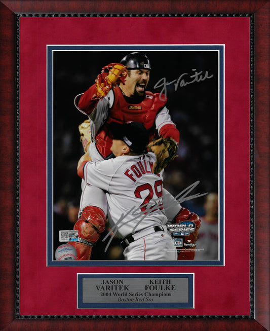 Jason Varitek Keith Foulke Double Autograph Photo World Series 2004 Celebration 11x14