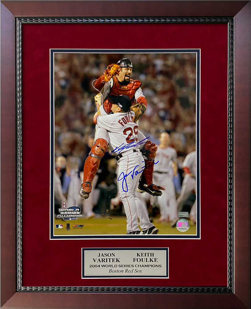 Jason Varitek & Keith Foulke Double Autograph World Series 2004 Celebration 23x27 New England Picture Authentication