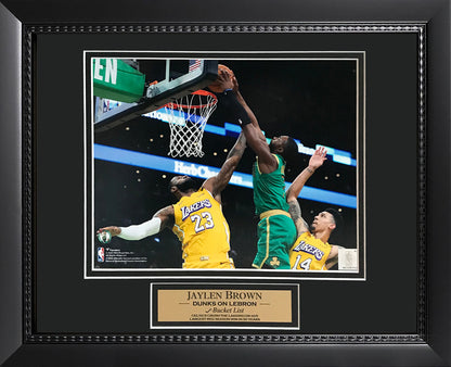 Jaylen Brown Photo Dunk Over LeBron James 11x14