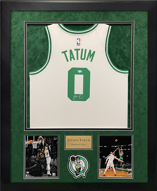 Jayson Tatum Autograph Jersey White Framed 32×40