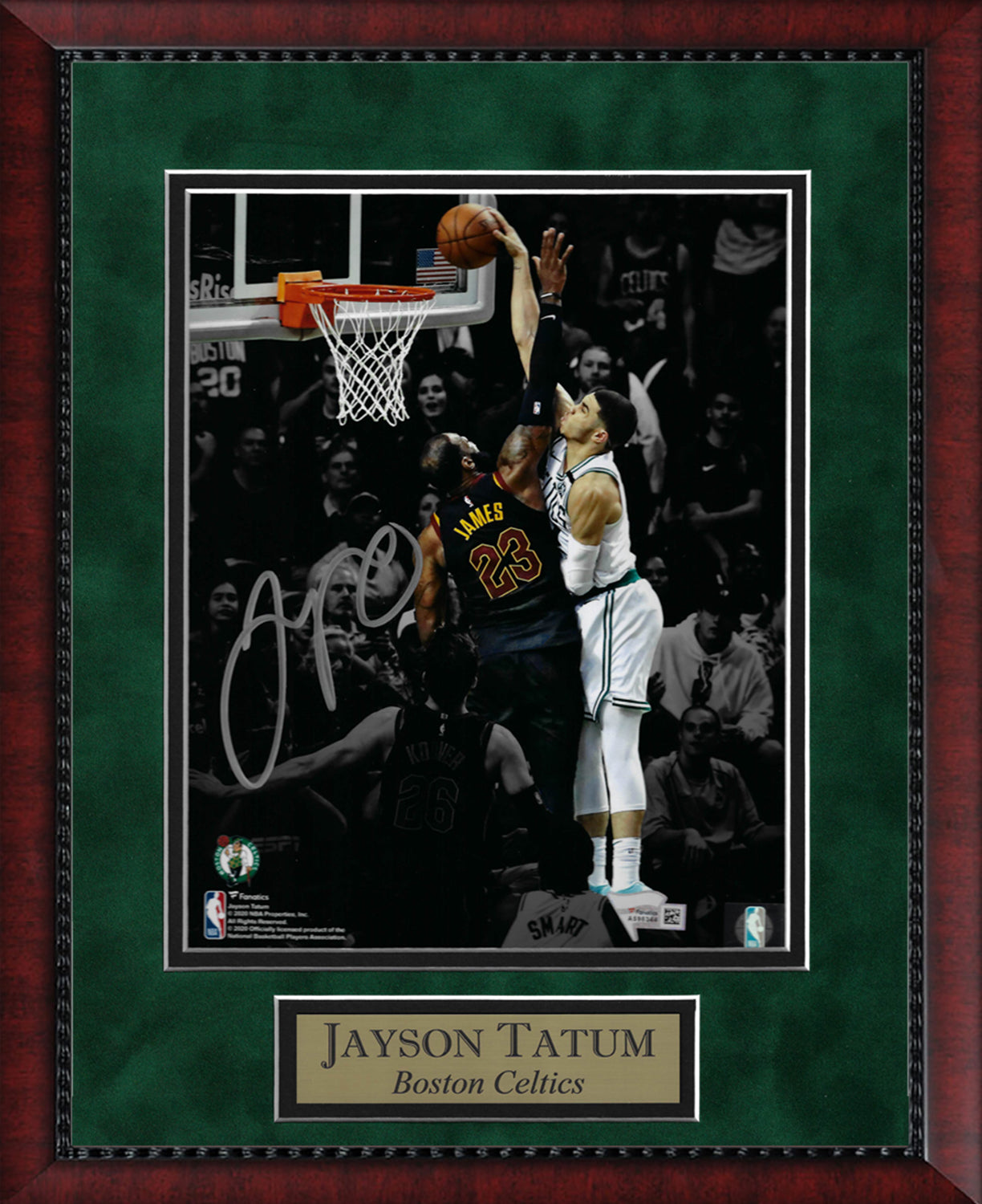 Jayson Tatum Autograph Photo Dunk Over LeBron James Spotlight 11x14
