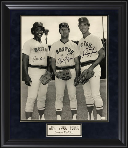 Jim Rice, Fred Lynn, Dwight Evans Triple Autograph Photo 23x27 New England Picture Authentication