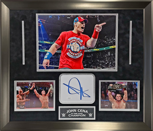 John Cena Autograph Cut Signature Collage 23x27 JSA Authentication