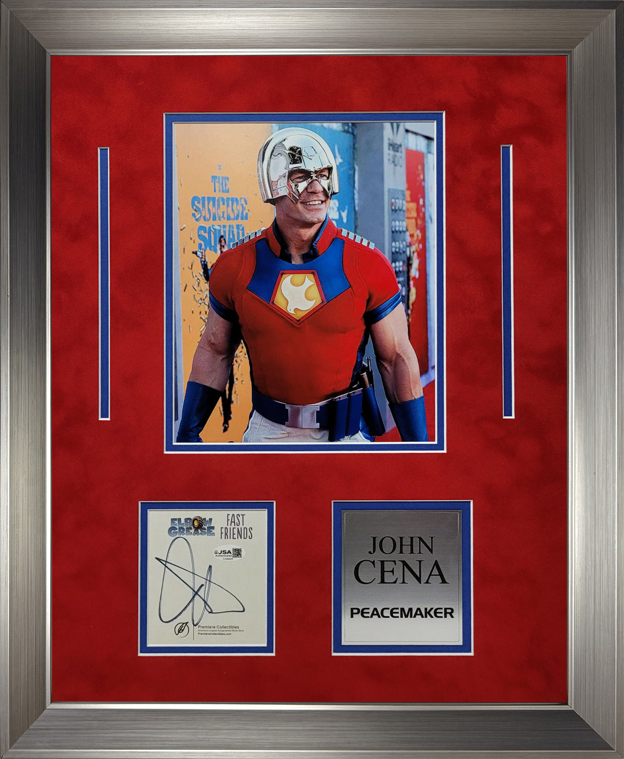 John Cena Cut Signature Peacemaker Collage 18x22 JSA Authentication