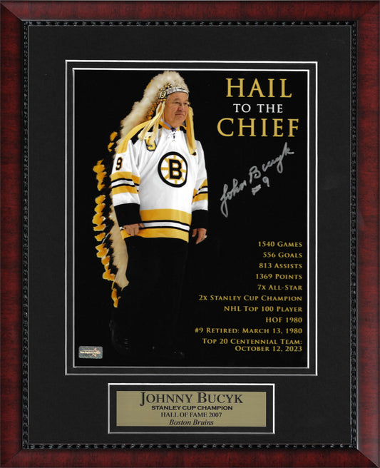Johnny Bucyk Autograph Photo Hail To The Chief 11x14