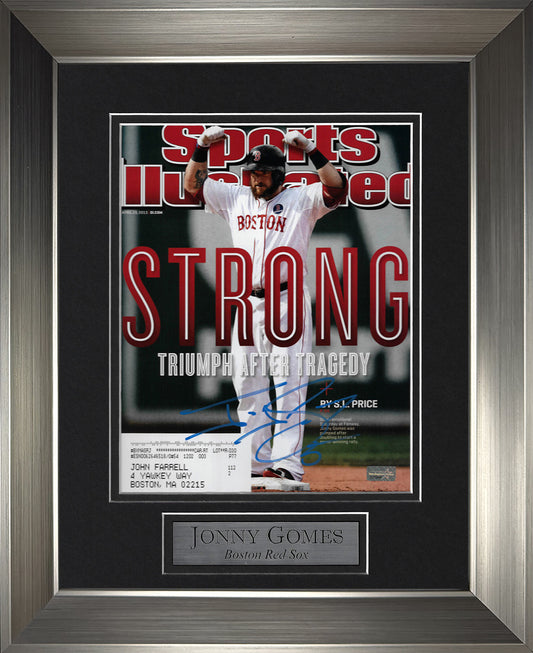 Jonny Gomes Autograph 8x10 Photo - Sports Illustrated Cover - Boston Red Sox - Framed 13x16 - New England Picture Authentication