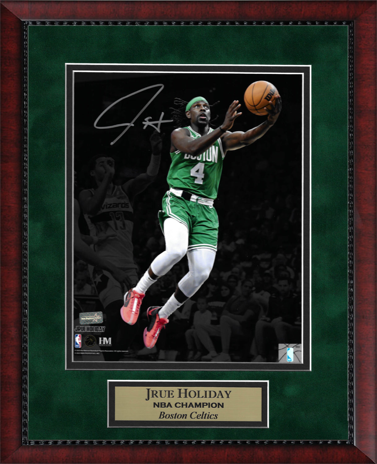 Jrue Holiday Autograph Photo In Air Spotlight 11x14