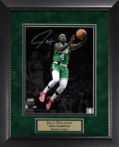 Jrue Holiday Autograph Photo In Air Spotlight 11x14