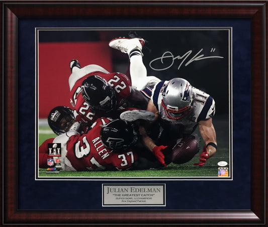 Julian Edelman Autograph Photo Super Bowl LI Greatest Catch 23x27 JSA Authentication