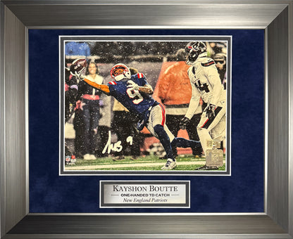 Kayshon Boutte Autograph 8x10 Photo - One Handed TD Catch - New England Patriots - Framed 13x16 - New England Picture Authentication