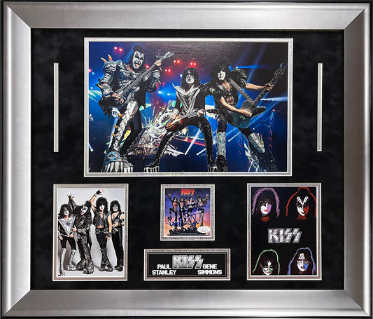 Paul Stanley Gene Simmons Double Autograph Collage KISS 23x27 JSA Authentication