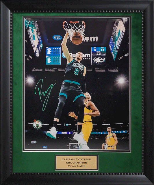 Kristaps Porzingis Autograph Photo Dunk 23x27 New England Picture Authentication