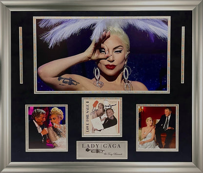 Lady Gaga & Tony Bennett Double Autograph CD Insert Collage 23x27 JSA Authentication