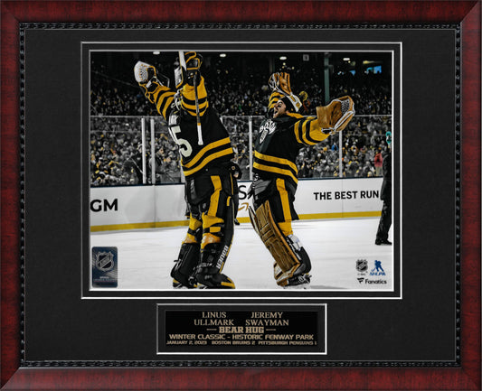 Linus Ullmark Jeremy Swayman Photo Winter Classic 2023 Bear Hug 11x14