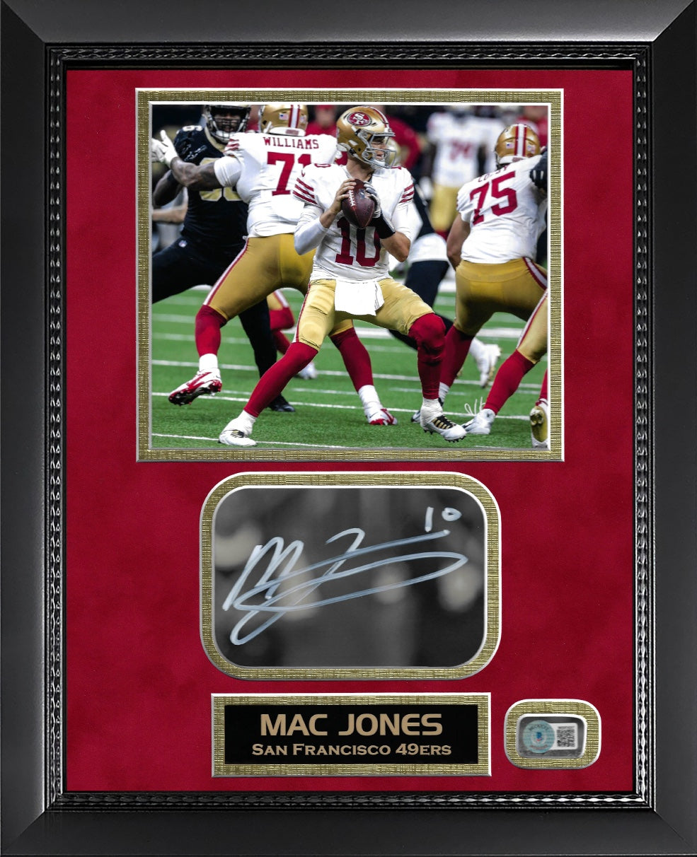 Mac Jones Autograph Cut Signature 49ers Collage Beckett Authentication 11x14