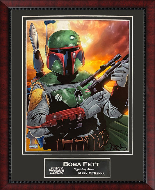 Mark McKenna Autograph Artist Print Boba Fett Clouds 11x14 New England Picture Authentication