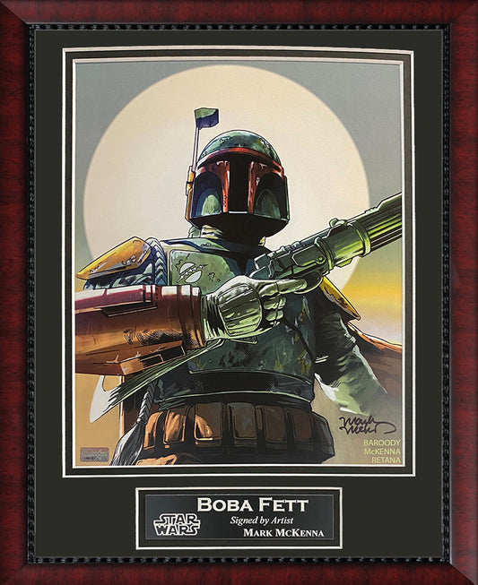 Mark McKenna Autograph Artist Print Boba Fett Sun 11x14 New England Picture Authentication
