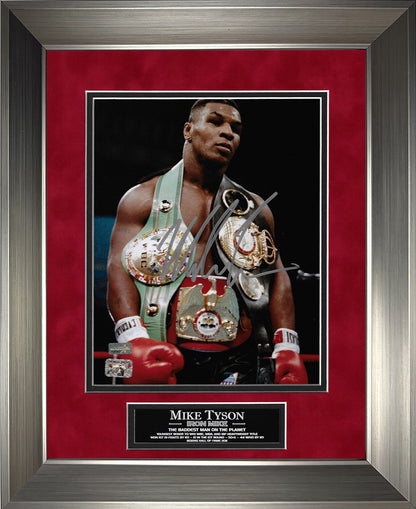 Mike Tyson Autograph Photo Championship Belts 11×14