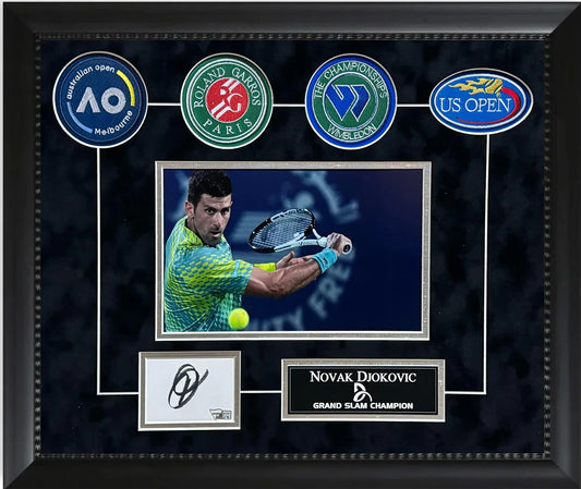 Novak Djokovic Autograph Cut Signature Grand Slam Collage 16x20