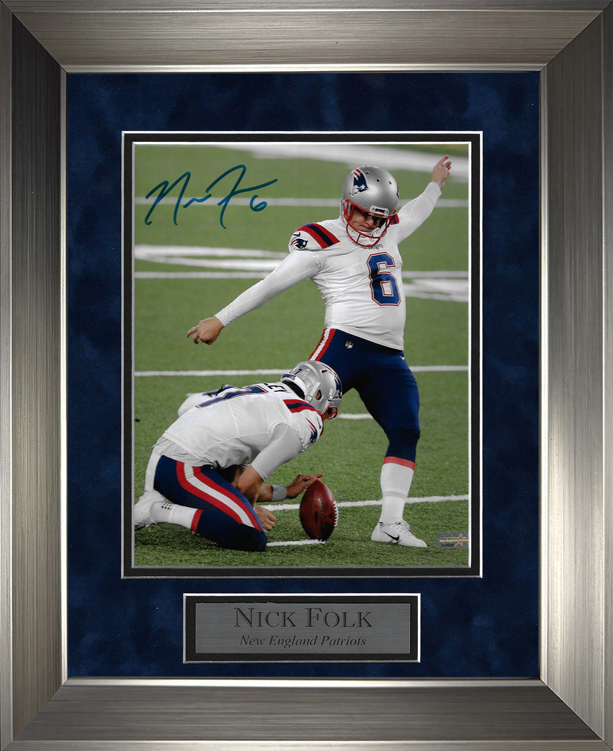 Nick Folk Autograph Photo Kick 11x14