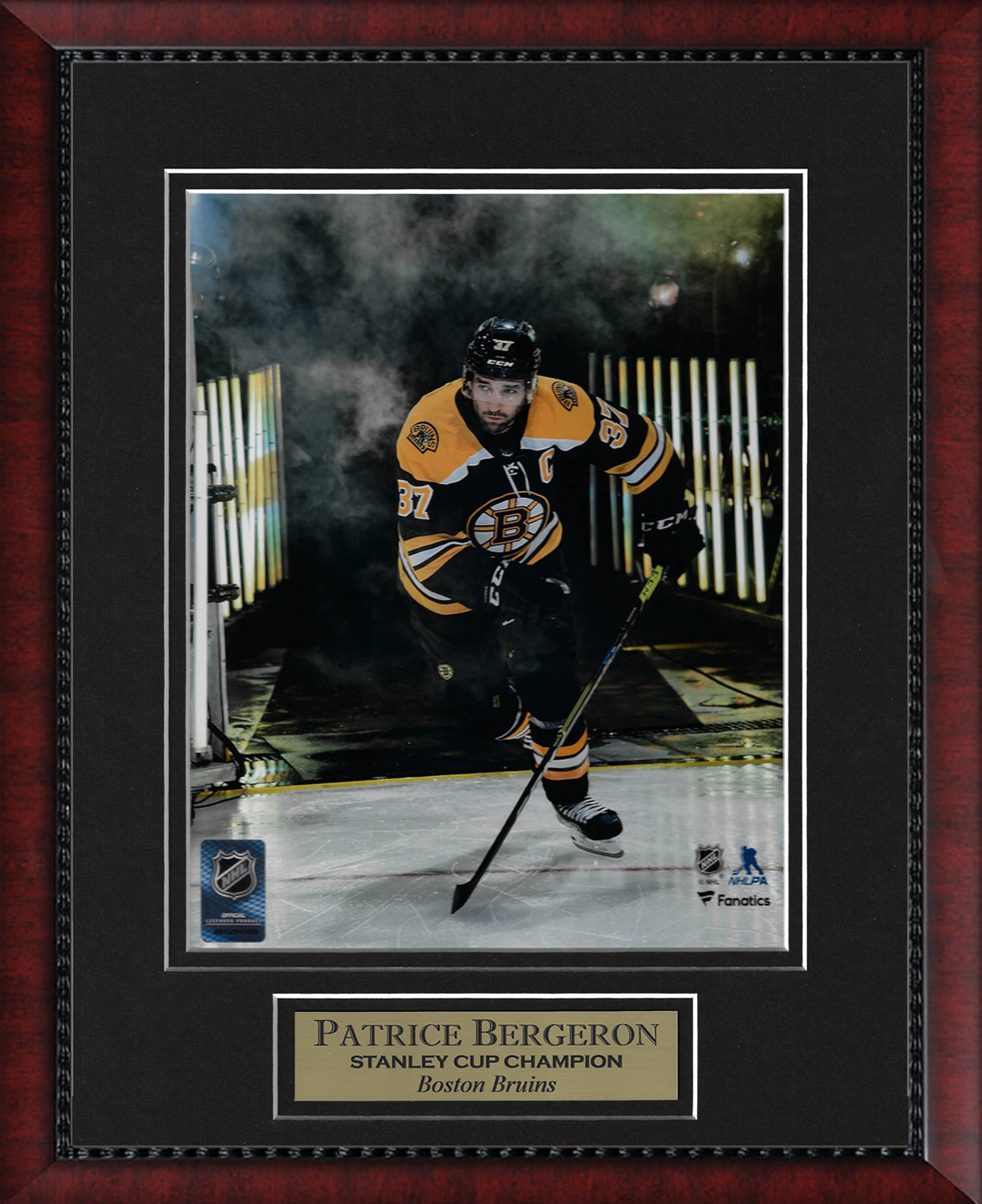 Patrice Bergeron Photo Smoke Entrance 11x14