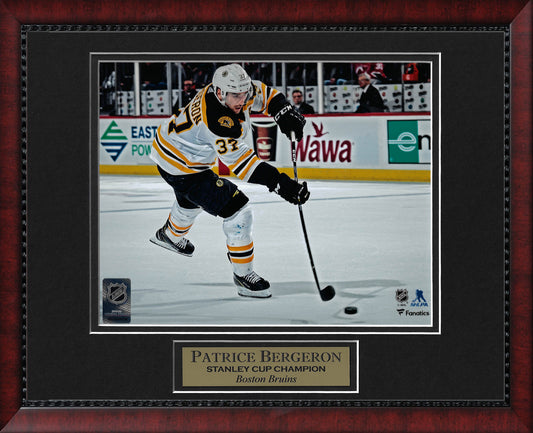 Patrice Bergeron Photo Shot White Uniform 11x14